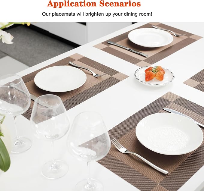 Placemats Set of 8, Heat and Stain Resistant Indoor/Outdoor Place mats - Image 2