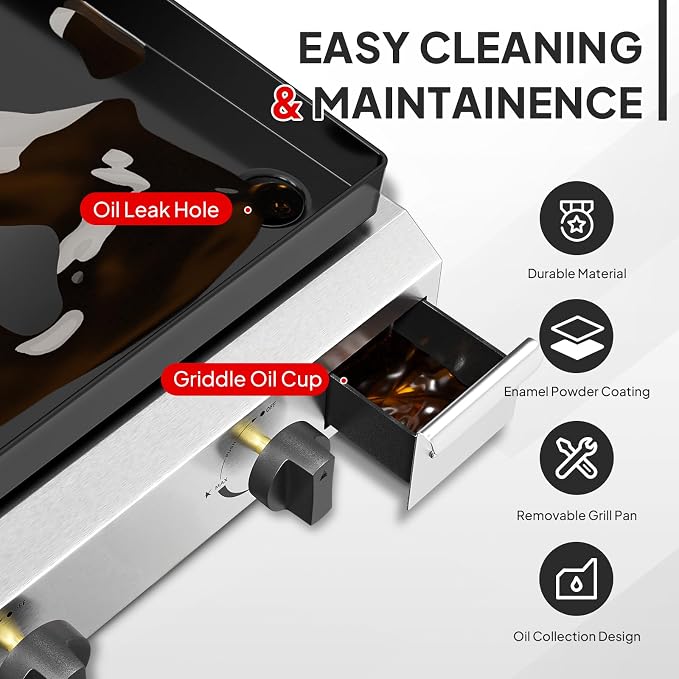 Bonnlo 4 Burner Portable Propane Griddle - Image 3