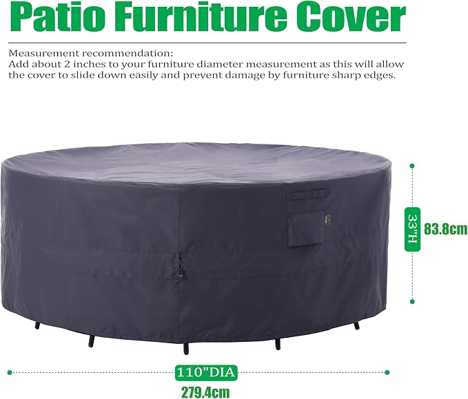 F&J Outdoors Patio Furniture Covers, Heavy Duty Tear Resistant Waterproof UV - Image 2