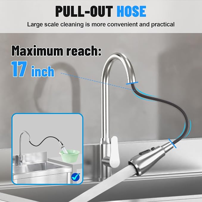 40Inch Stainless Steel Utility Sink, Free Standing Single Bowl Kitchen Sink - Image 3