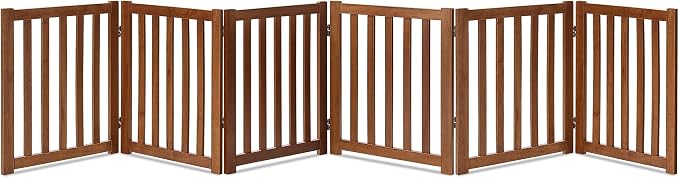 LZRS 6-Panel Extra-Wide Freestanding Wooden Dog Gate Indoor – 24”High Foldable by LZRSPET