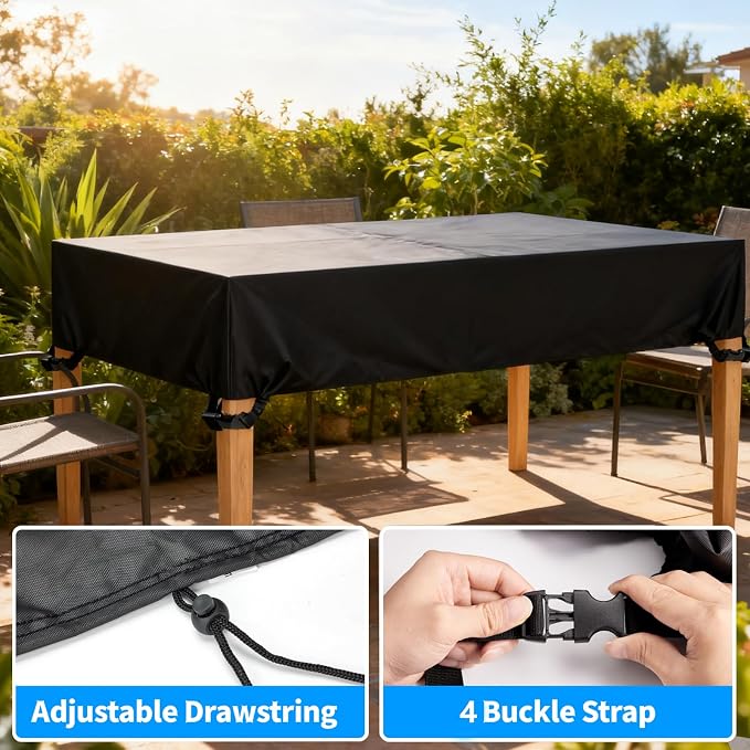 Outdoor Table Cover 48"L x 24"W x 8"H, 420D Waterproof Outdoor Cover - Image 4