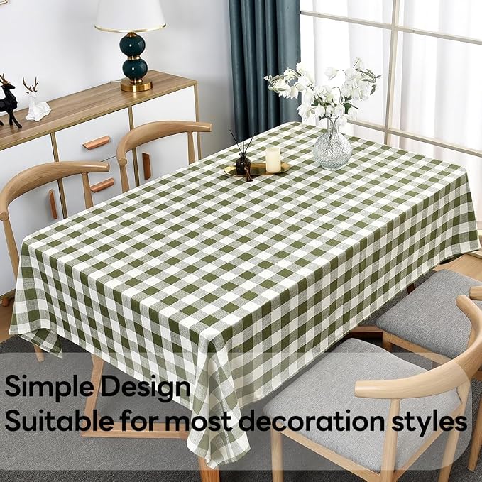 Gingham Table Cloth for Rectangle Tables Green Checkered Plaid Tablecloth Heavy - Image 6
