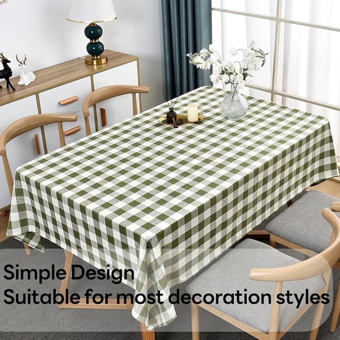 Gingham Table Cloth for Rectangle Tables Green Checkered Plaid Tablecloth Heavy - Image 6