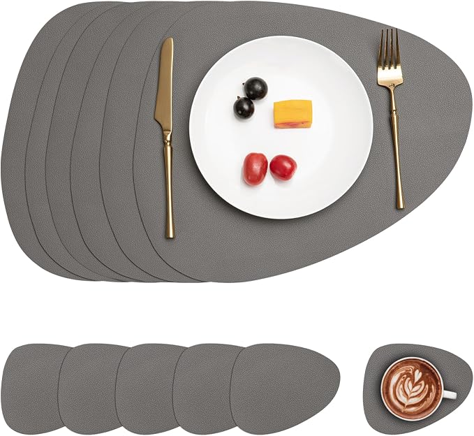Myir JUN Placemats, Dual-Sided Placemats Waterproof Faux Leather Placemats Set by MyirJUN