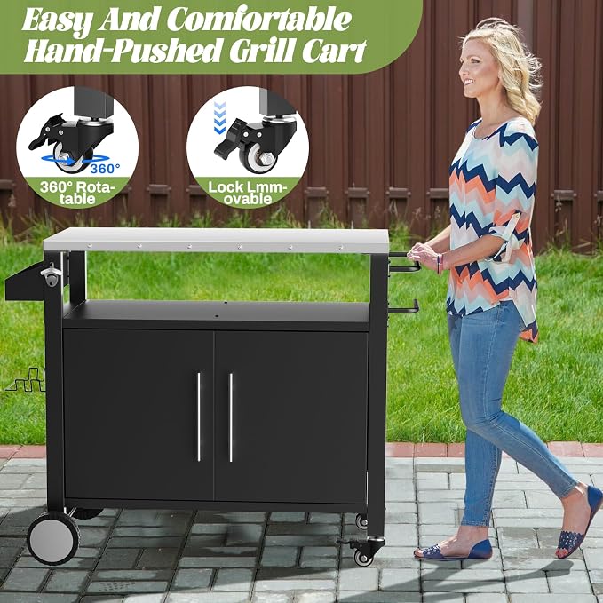 Outdoor Grill Cart with Patio Furniture, Outdoor Grill Table with Storage - Image 4