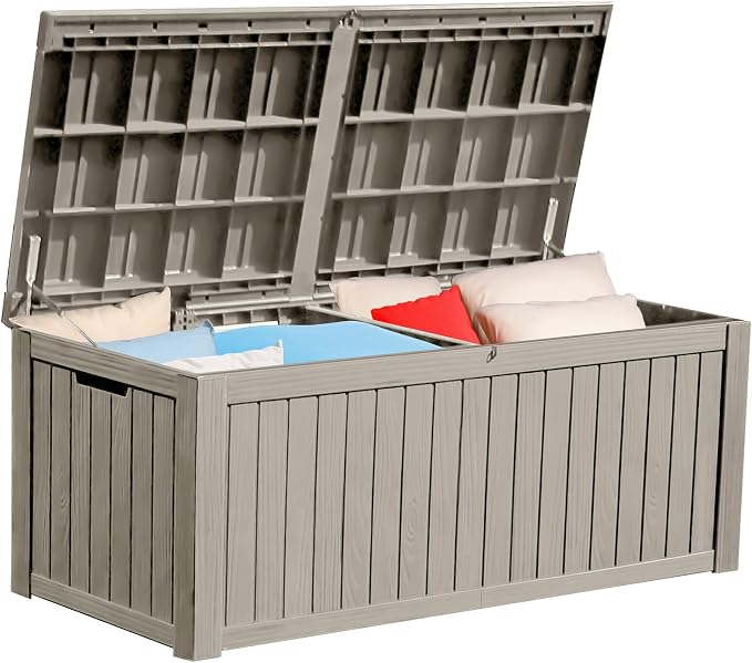 YITAHOME 150 Gallon Large Deck Box w/Divider, XL Waterproof Outdoor Storage - Image 8