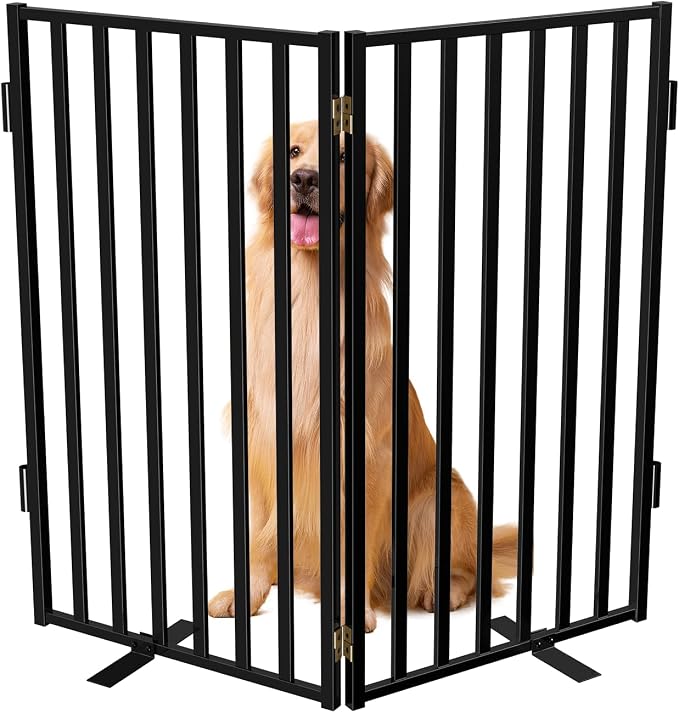 Full Metal Freestanding Dog Gates, Extra Wide Foldable Dog Fences by Lezbanz