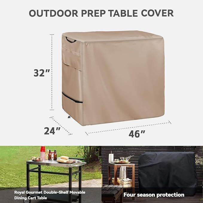 Outdoor Prep Table Cover -Khaki Heavy Duty Waterproof Cover - Image 2
