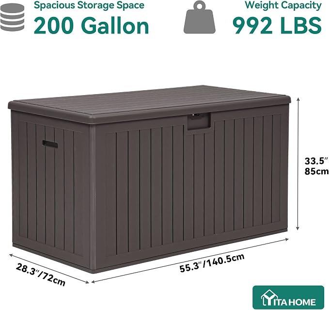YITAHOME 200 Gallon Extra Large Deck Box, Double-Wall Resin Outdoor Storage Box - Image 7