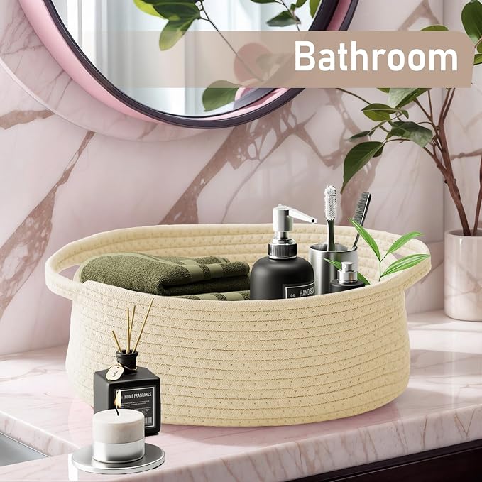 Woven Basket, Small Rope Storage Bin - Image 8