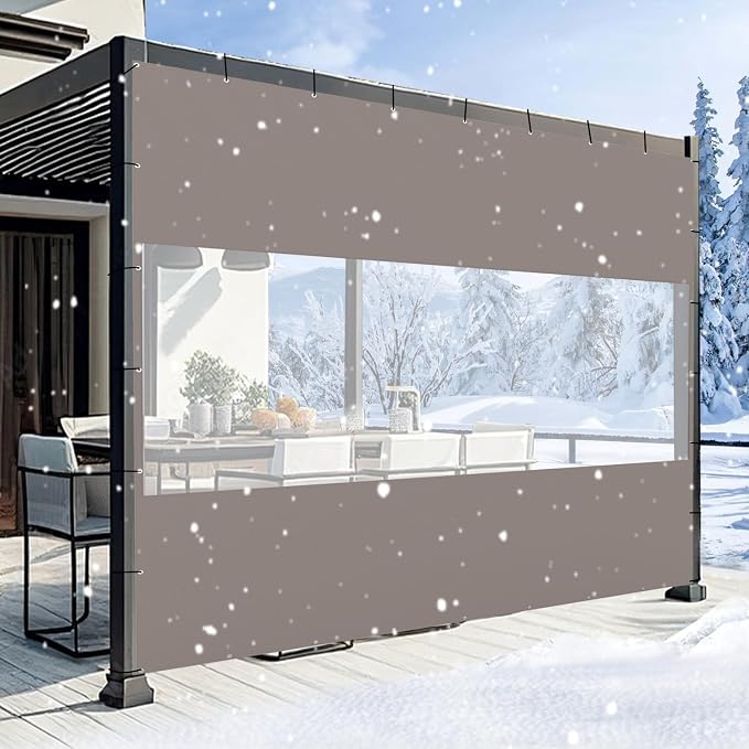 Domi Heavy Duty Outdoor Clear Panel Curtain, 18 oz Waterproof PVC Polyester by domioutdoorliving