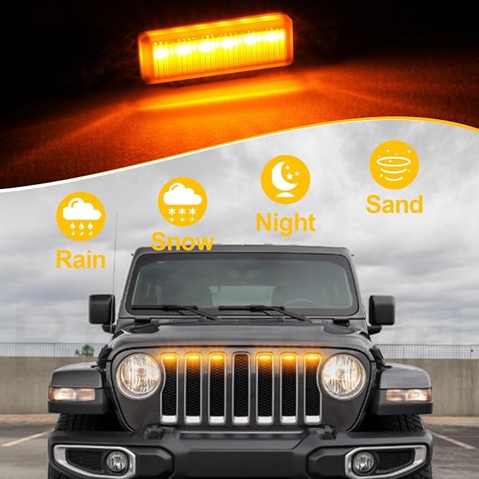 Led Grill Lights fit for 2019 2020 2021 2022 2023 Jeep Wrangler JL JLU Rubicon - Image 5