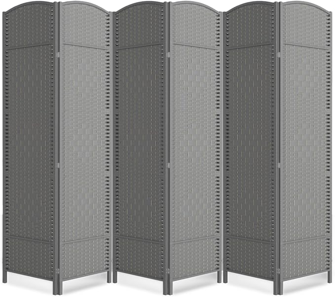 Folding Room Divider, Weave Fiber Privacy Screen, Extra Wide Room Screen by cocosica