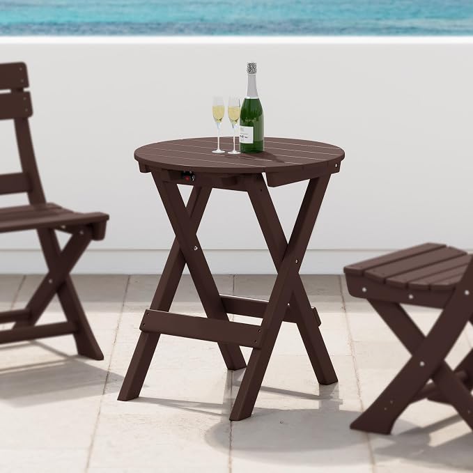 Costaelm Paradise HDPE Outdoor 24.5 Inch Round Portable Folding Patio Dining - Image 2