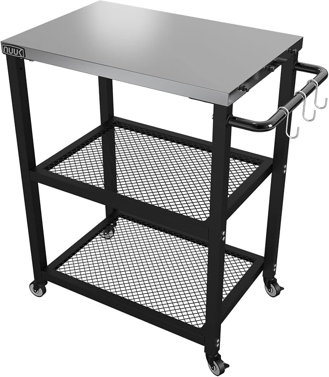 NUUK Three-Shelf Rolling Outdoor Dining Cart Table by NUUK
