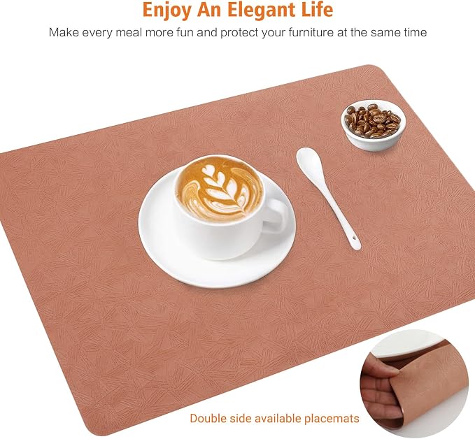 Vinyl Placemats Set of 4 Heat Resistant Easy Clean Non-Slip Place Mats - Image 3