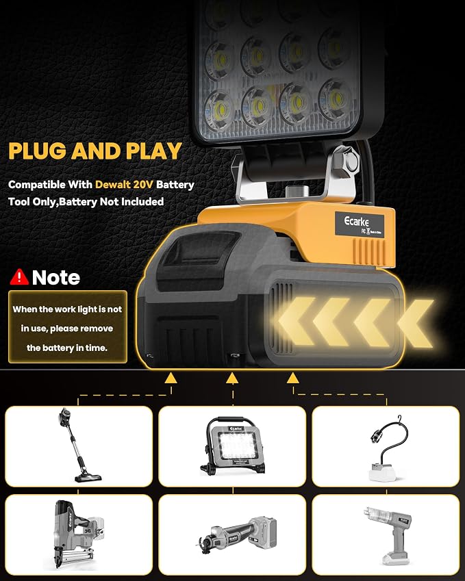 Ecarke 20V Cordless LED Work Light Compatible - Image 7