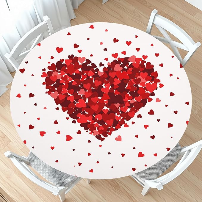 Valentines Day Round Fitted Tablecloth by Unknown