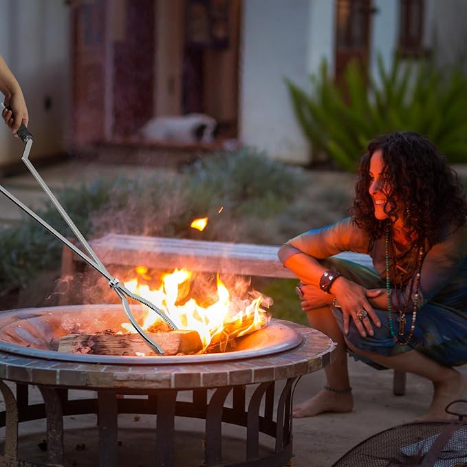 Fire Tongs 40 Inch Stainless Steel Log Grabber for Indoor and Outdoor Fires