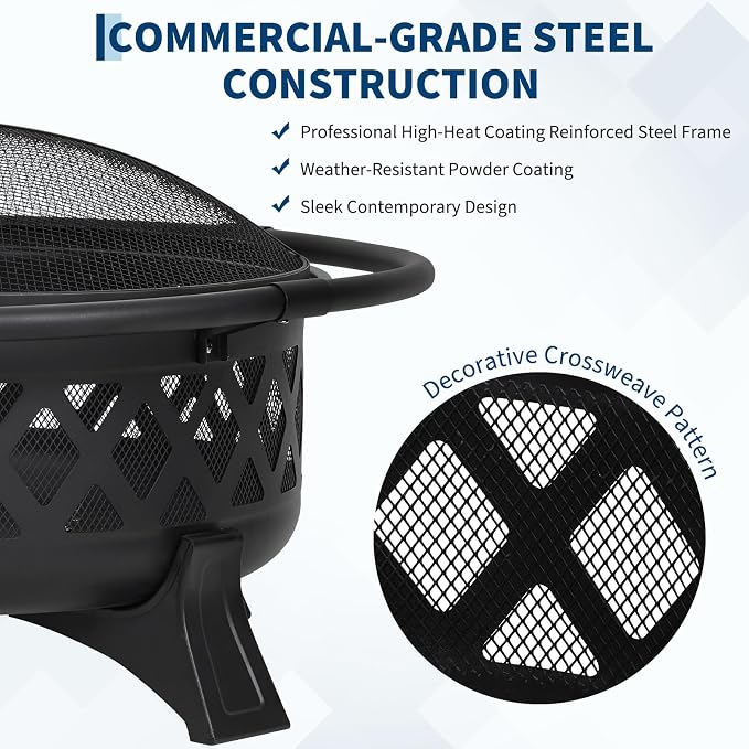36-Inch Outdoor Wood Burning Fire Pit - Image 2