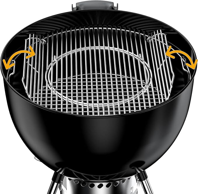 Hinged Cooking Grate for 22.5” Charcoal Grill, Charcoal Kettle, One-Touch Silver - Image 4