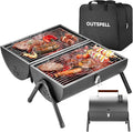 Portable Charcoal Grill Outdoor Stove: BBQ Easy to take Two Side Carbon Griller by Outspell