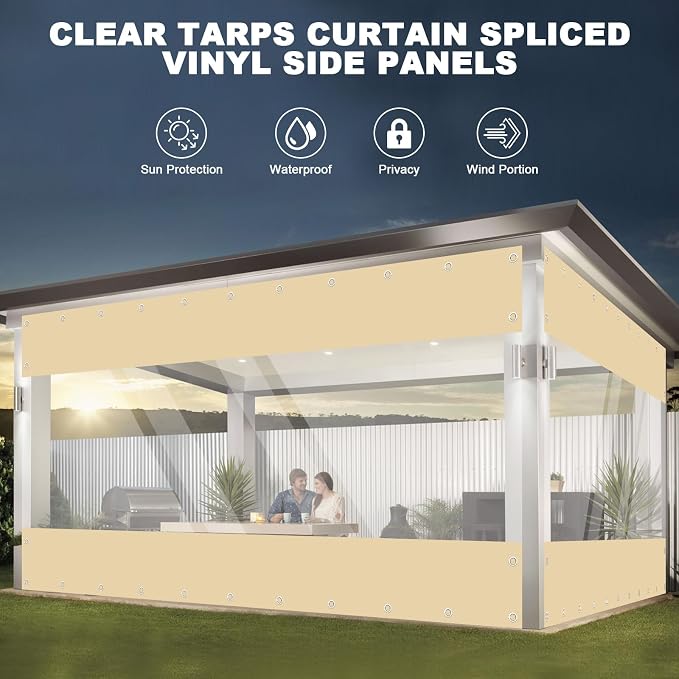 Clear Vinyl Curtains for Patio Enclosure, 23oz Heavy Duty Waterproof Anti-UV - Image 4