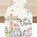 Easter Bunny Rabbits Table Runner, Boho Floral Cross Rabbits Easter Eggs Spring by Unknown
