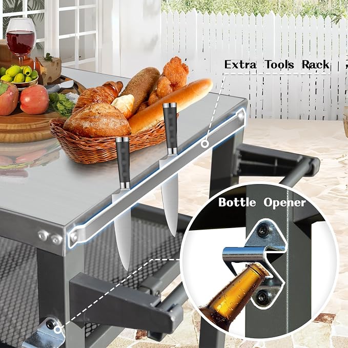 Domi 3-Tier Outdoor BBQ Grill Cart - Image 7