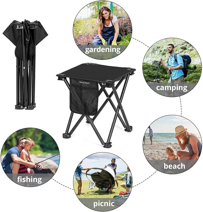 Triple Tree 1 Pack Folding Camping Stool, 13.8 Inch Small Portable Lightweight - Image 7
