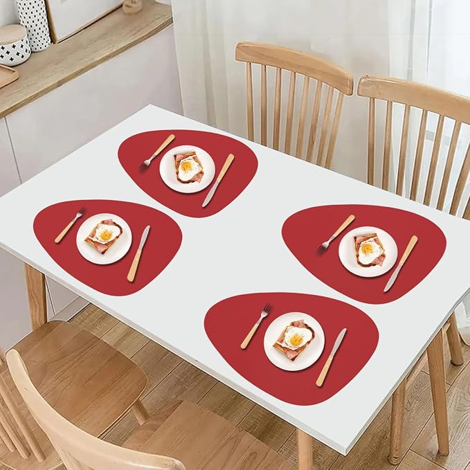 Faux Leather Placemats Set of 6 Wipeable, Round Reversible PU Placemat - Image 7