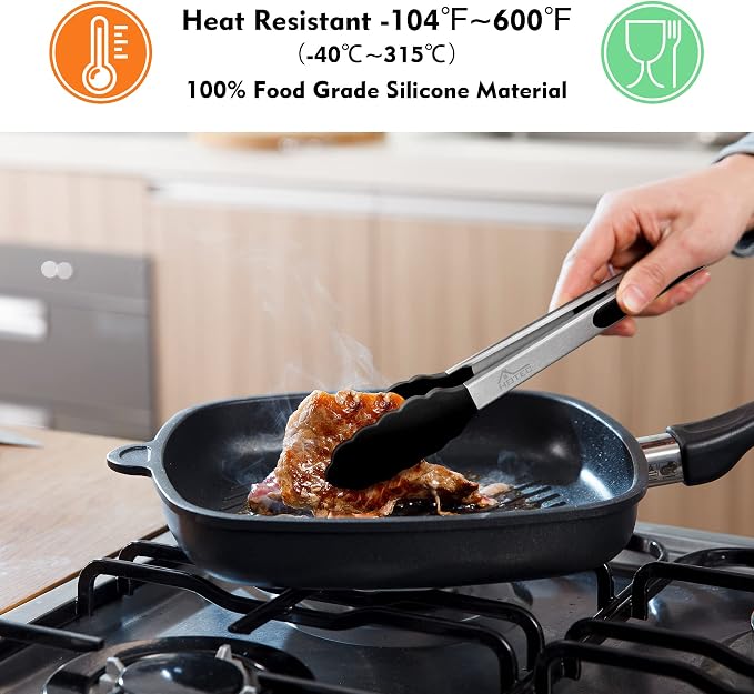 HOTEC Premium Stainless Steel Locking Kitchen Tongs - Image 3