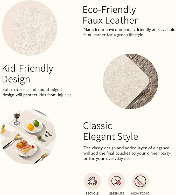 Maxpearl Faux Leather Placemats Set of 6 - Image 3