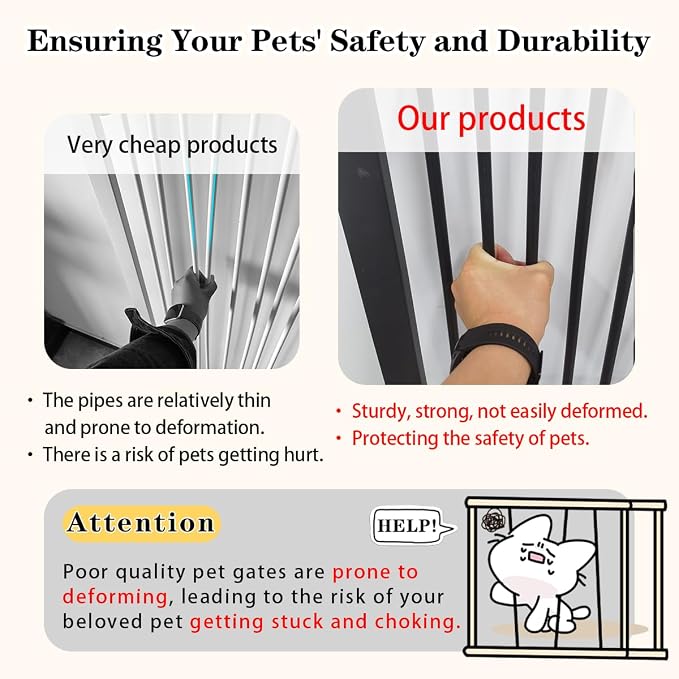 Lumizone Extra Tall Pet Gate 55.12" High Pressure Mounted 59.25"-63.38" Extra - Image 3