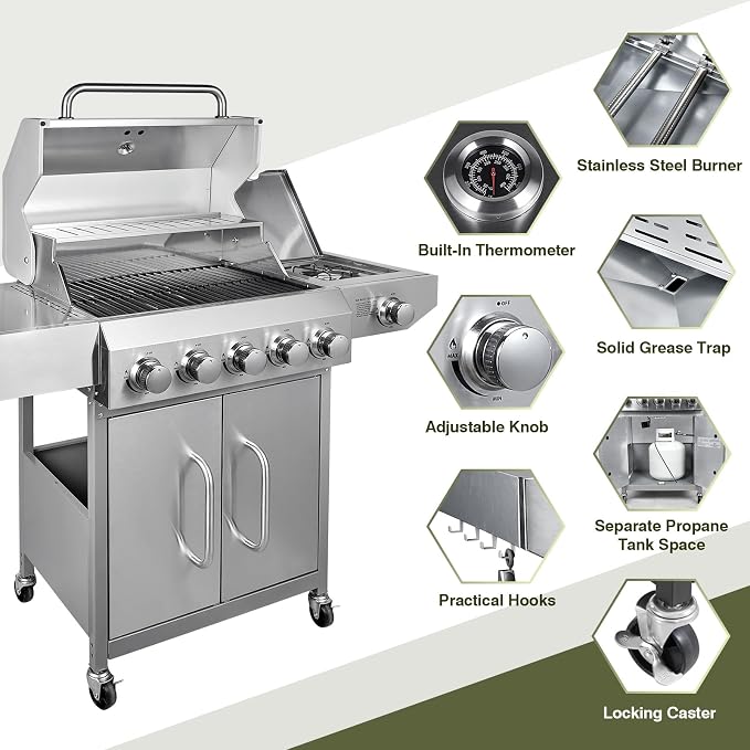 Bestfire 68, 000 BTU 5 Burner Propane Gas Grill - Image 5