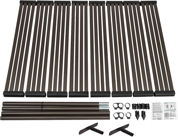 Outdoor Privacy Screens Freestanding, 35.5" W x 59" H Metal Slatted Decorative - Image 5