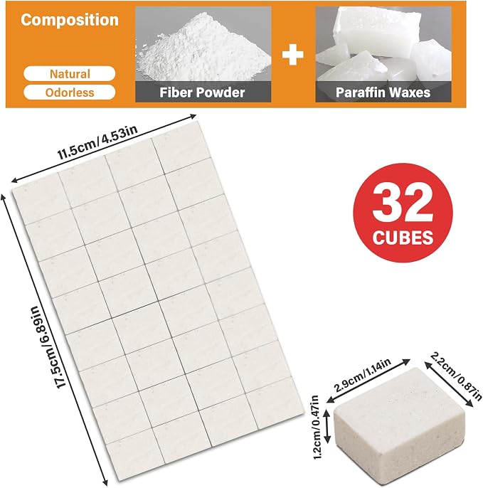 HGD Natural Fire Starters for Outdoor: 32 Cubes Fire Starter Campfire Fireplace - Image 2