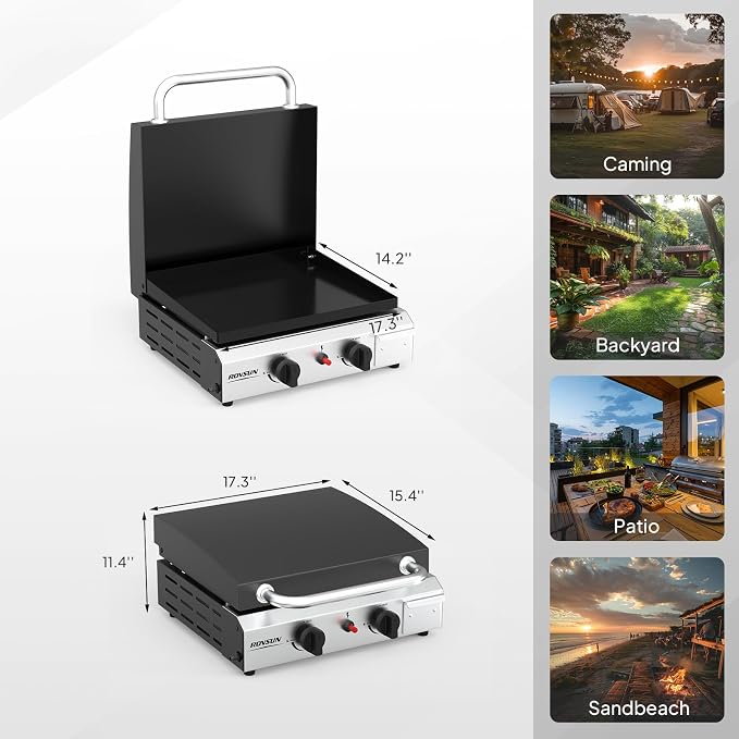 ROVSUN 2 Burner Portable Propane Griddle - Image 6