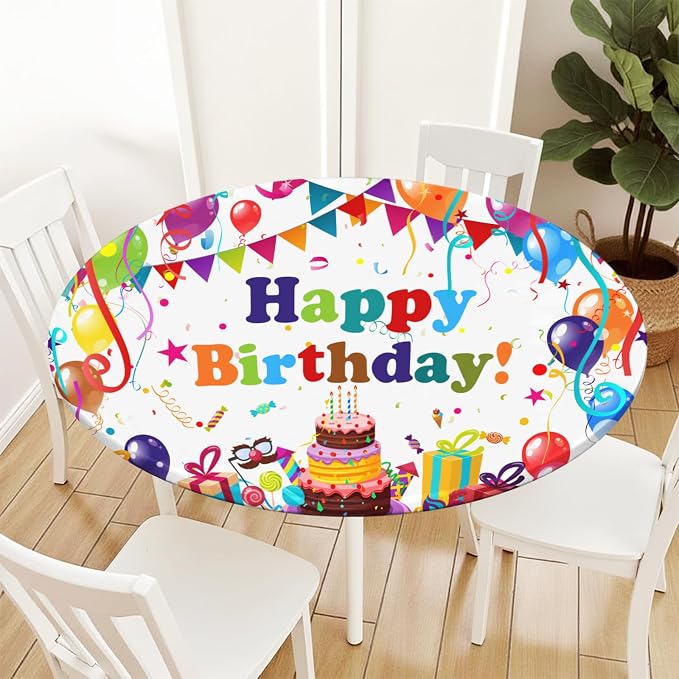Birthday Round Fitted Tablecloth - Image 2