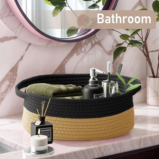 Woven Basket, Small Rope Storage Bin - Image 8