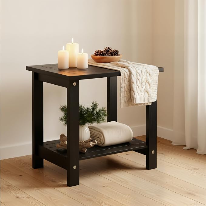 Black Adirondack Outdoor Accent Table – Weather-Resistant Acacia Wood Outdoor - Image 5