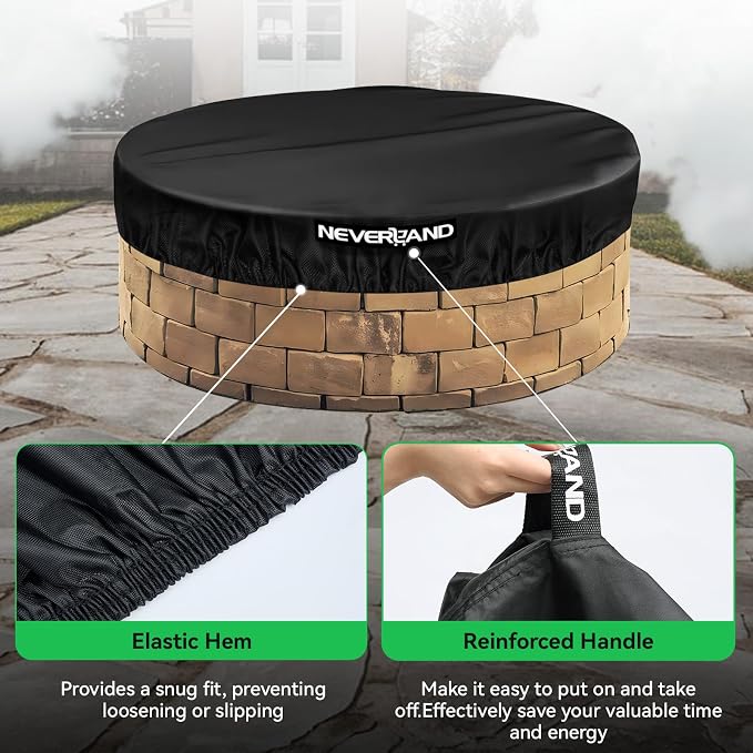 NEVERLAND Round Fire Pit Cover for In-Ground Fire Pits, 52-57 Inch Heavy Duty - Image 4