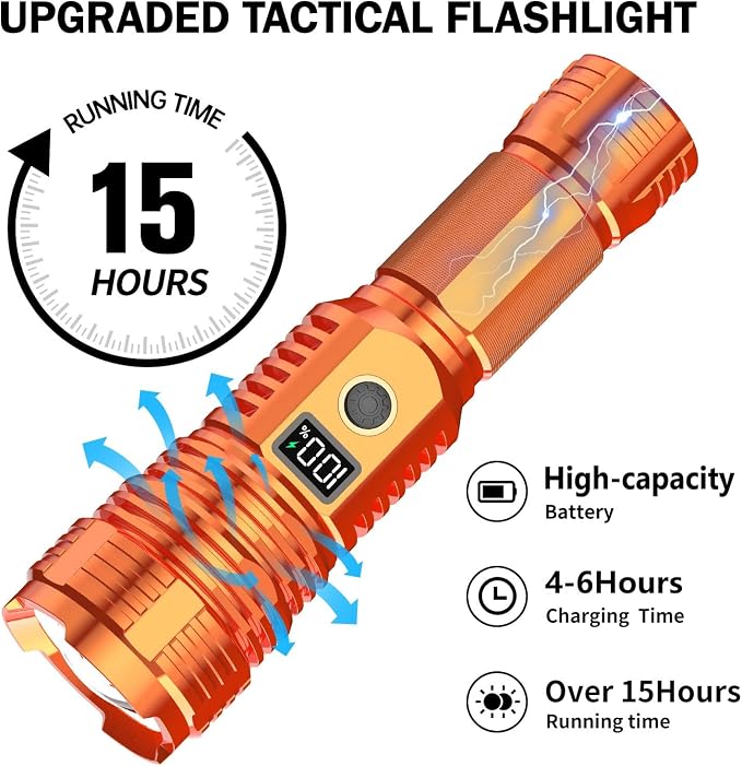 Flashlights High Lumens Rechargeable, LED Super Bright Flash Light Long Beam - Image 4
