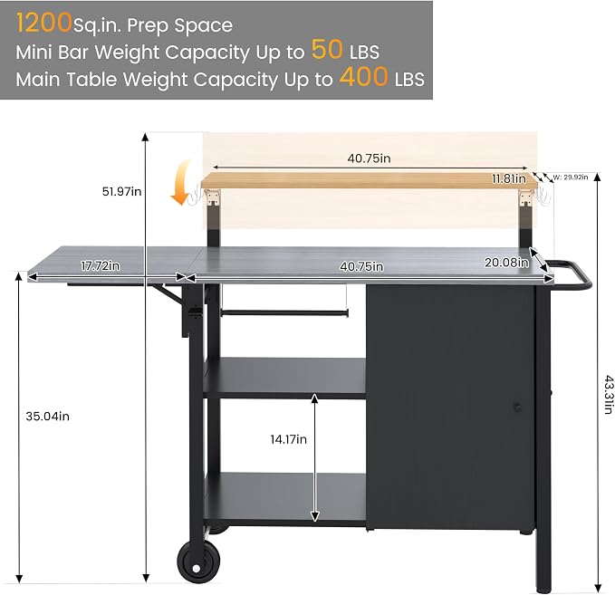 Multi-Layer Outdoor Grill Table Bar Grill Cart - Image 7