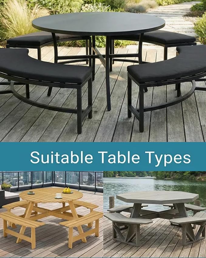 90"D Outdoor Patio Furniture Covers Waterproof Picnic Table Cover Round Patio - Image 3