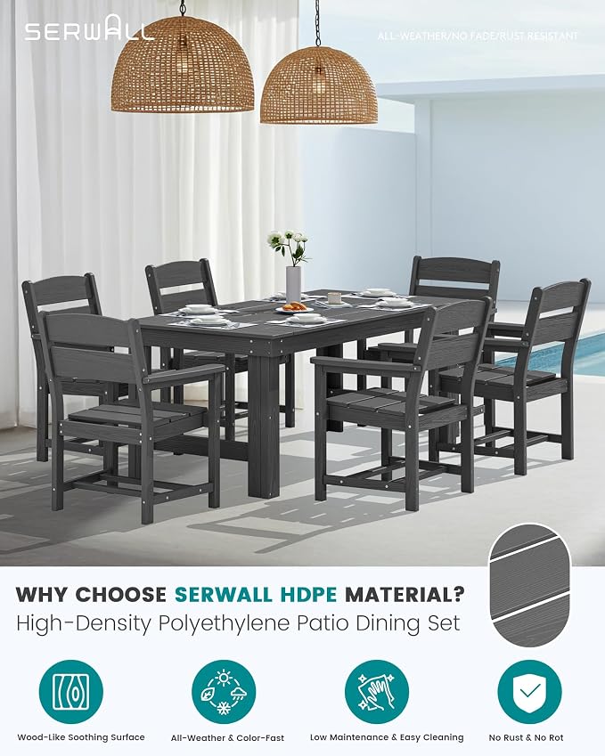 SERWALL HDPE Outdoor Dining Chair, Patio Dining Chair - Image 5