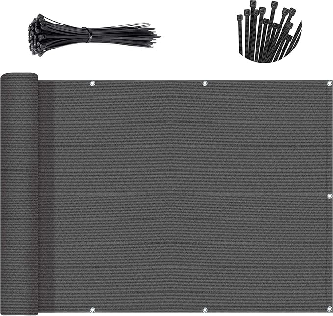 Sunny Guard Customized 3.3'x13' Drak Grey Balcony Privacy Screen, 180 GSM by SUNNYGUARD