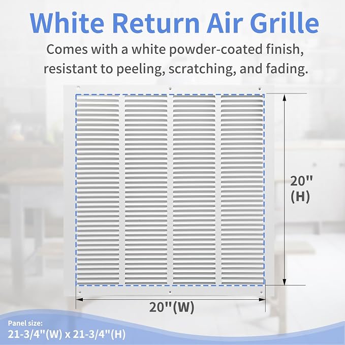 20"W x 20"H Steel Return Air Grille, Air Return Vent Cover - Image 3
