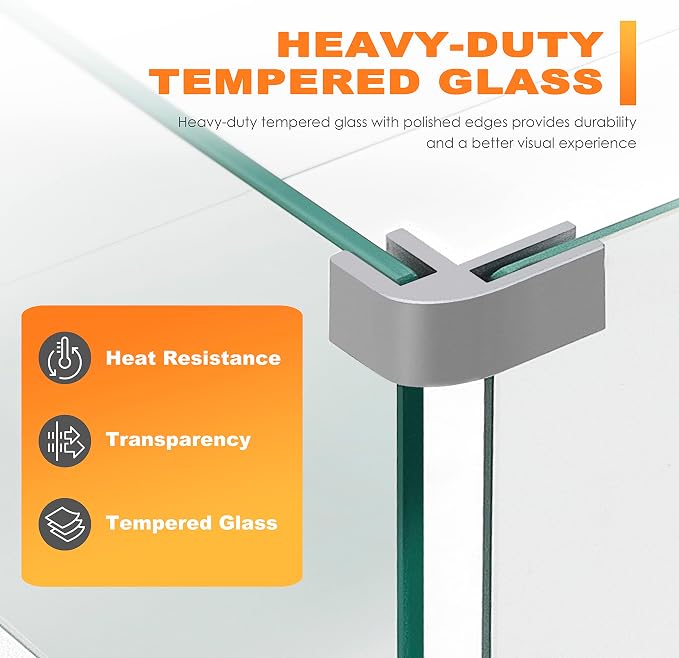 NUU GARDEN 27.6'' x 11.7'' x 6.5" Rectangular Fire Pit Wind Guard, Transparent - Image 7